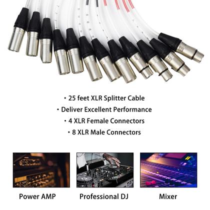 Imagem de Divisor XLR de 8 canais Snake Cable PRORECK com 25 pés de comprimento