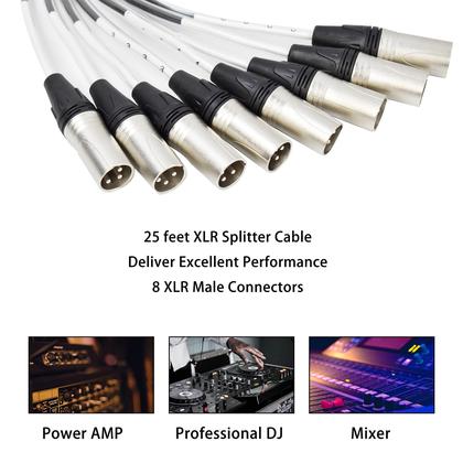 Imagem de Divisor XLR de 8 canais Snake Cable PRORECK com 25 pés de comprimento