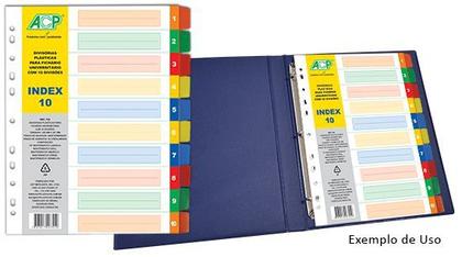 Imagem de Divisoria P/ Fichario Colorida Plastica Pvc 12 Unidades ACP