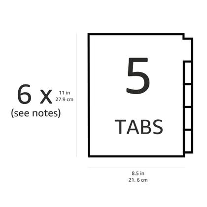 Imagem de Divisórias de encadernação de papel Amazon Basics de 3 anéis com 5 abas e 6 conjuntos
