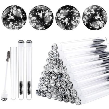 Imagem de Dming 50pcs Pincel de cílios Varinha de laço Ferramenta de maquiagem Cílios Extensão de cílios Escova de limpeza Diamante Mascara folha preta