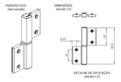 Imagem de Dob-840 Dobradica De Encaixe P/ Porta Giro 2 Abas
