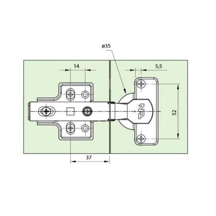 Imagem de Dobradiça 35mm 105º Reta TN Slow com Calço Click Duplo e Amortecedor FGVTN
