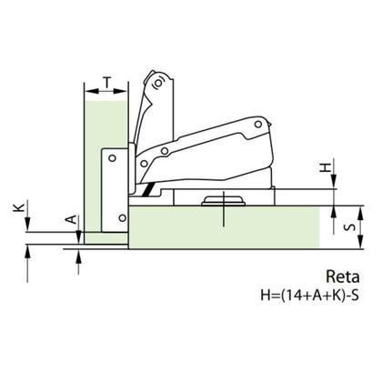 Imagem de Dobradiça 35mm 165º Reta TN para Móveis em Ângulo Calço Slide-On FGVTN