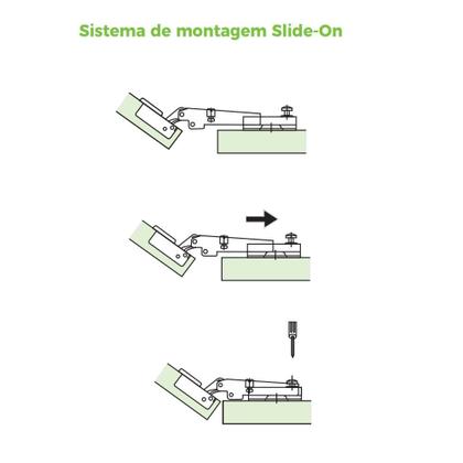 Imagem de Dobradiça 35mm 165º Reta TN para Móveis em Ângulo Calço Slide-On FGVTN