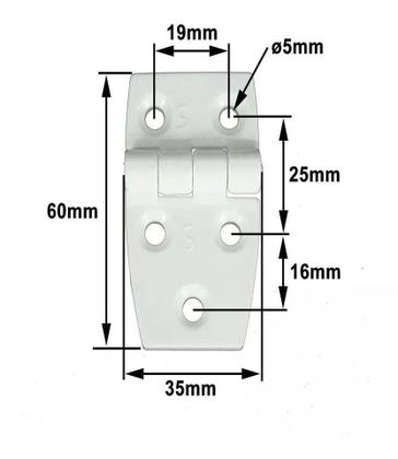 Imagem de Dobradiça 5 Furos Nylon 35x60mm Preta Barco Lancha Porta