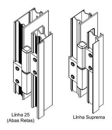 Imagem de Dobradiça Alumínio Porta Linha 25 Suprema De Encaixe - 3pçs