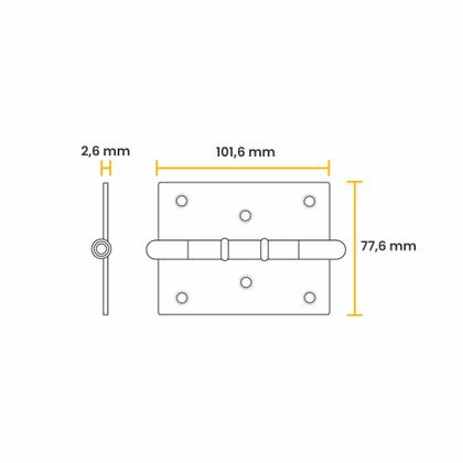 Imagem de Dobradiça Comum Em Fumê 101,6 X 77,6 Mm Com Pino Bola União Mundial