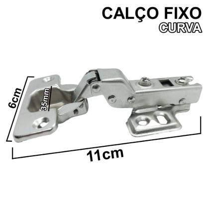 Imagem de Dobradiça Curva Calço Fixo Amortecedor 35mm Móveis 04 Peças