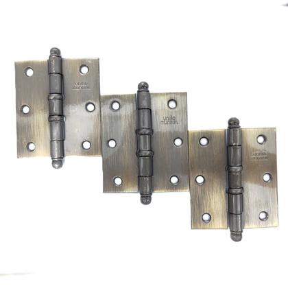 Imagem de Dobradiça De Aço Reforçada União Mundial 3.1/2'' x 3'' Com Anel Antique Kit 3 Peças