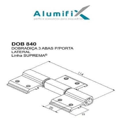 Imagem de Dobradica encaixe 3 abas suprema dob-840 branco - alumifix 100% original 