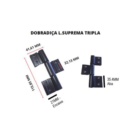 Imagem de Dobradica encaixe tripla linha suprema porta aluminio abrir giro branco