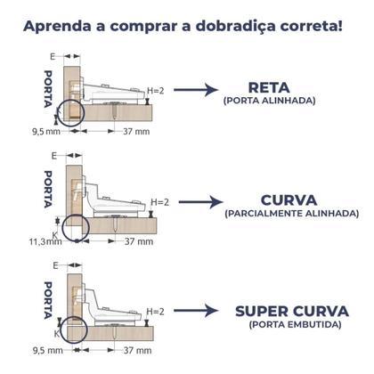 Imagem de Dobradiça Inox com Amortecedor Calço Fixo Reta HD Ferragens