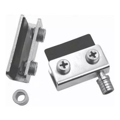 Imagem de Dobradiça P/ Porta de Vidro Vitrine 41X20 Aço Cromado O Par