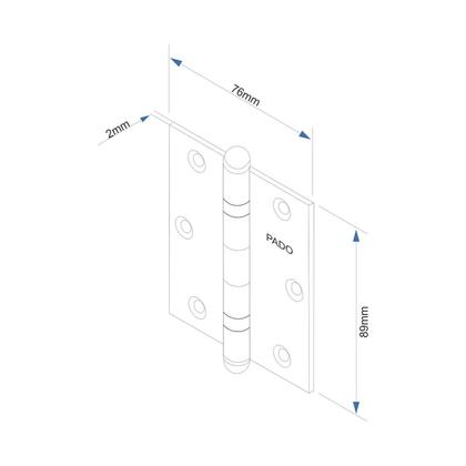 Imagem de Dobradiça Pado Com Rolamento 3530 Cromada 3 und
