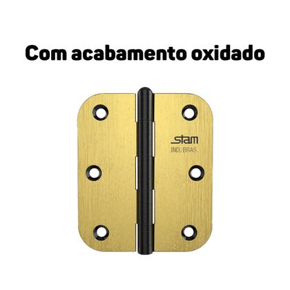 Imagem de Dobradiça Para Porta De Madeira Kit 3 Unidades Stam Oxidado