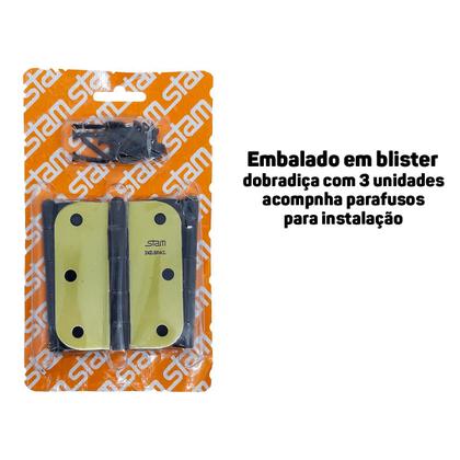 Imagem de Dobradiça Para Porta De Madeira Kit 3 Unidades Stam Oxidado