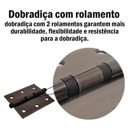 Imagem de Dobradiça Para Porta De Madeira Kit Com 3 Unidades Antique