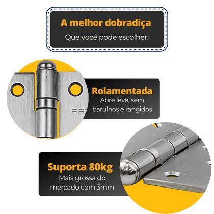 Imagem de Dobradiça para Porta Inox com Rolamento 4030 Pado - Inox Escovado