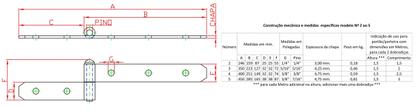 Imagem de Dobradiça Parafusar 1 Haste N-5 45cm Forsul para portão, porteira e porta Dourada