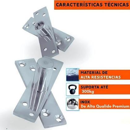 Imagem de Dobradiça Porta Com Rolamento Aço Inox 300Kg Pivô Invisível