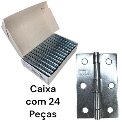 Imagem de Dobradiça Porta Zincada Caixa 24 Peças