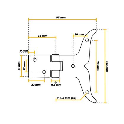 Imagem de Dobradiça Rabo de Andorinha Para Portas de Móveis