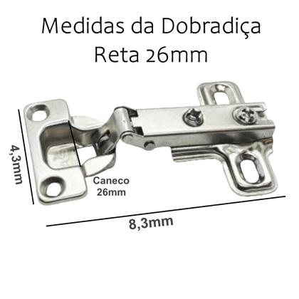 Imagem de Dobradiça Reta 26mm Pressão Pequena Armários Portas 07 Peça