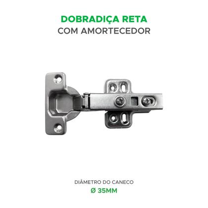Imagem de Dobradiça Reta 35mm com Amortecedor Premium Móveis em Geral