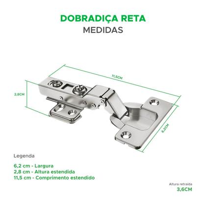 Imagem de Dobradiça Reta 35mm com Amortecedor Premium Móveis em Geral