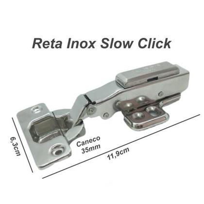 Imagem de Dobradiça Reta Inox Amortecedor Click 07 Peças Móveis Portas