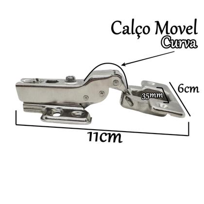Imagem de Dobradiça Slow 35 mm Calço Móvel Curva Armários Portas 03 Un