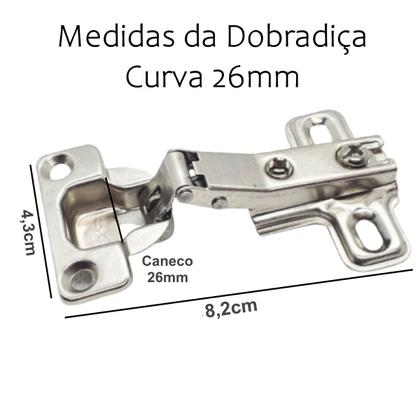 Imagem de Dobradiças Curva 26mm Pressão Pequena Armários Móveis 18 Un