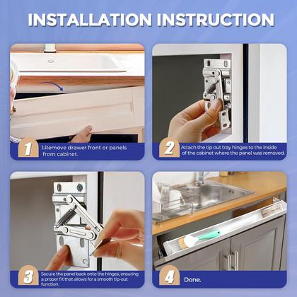 Imagem de Dobradiças de bandeja com ponta de níquel acetinado com fechamento automático Ravinte de 3 pares