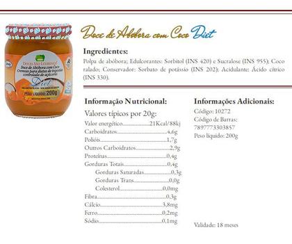 Imagem de Doce Abobora com Coco Diet SAO LOURENCO 200g