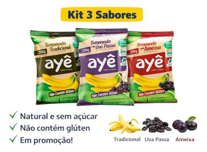 Imagem de Doce De Banana Natural Sem Açúcar 750g  Kit 3 Sabores Ayê