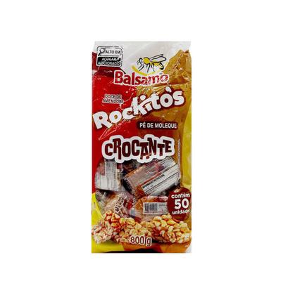 Imagem de Doce Pé De Moleque Crocante Rockitos  Balsamo 800gr c/ 50un