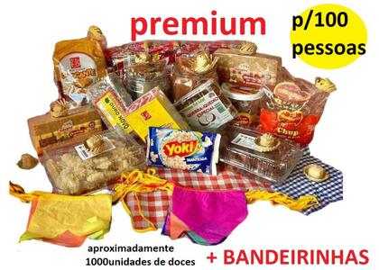 Imagem de Doces Festa junina grande +bandeirinhas Kit p/ 100 pessoas