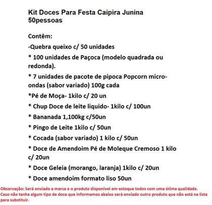Imagem de Doces para festa caipira junina p/ 50 pessoas +Bandeirinhas