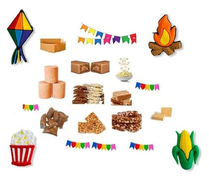 Imagem de Doces para festa caipira junina p/ 50 pessoas +Bandeirinhas