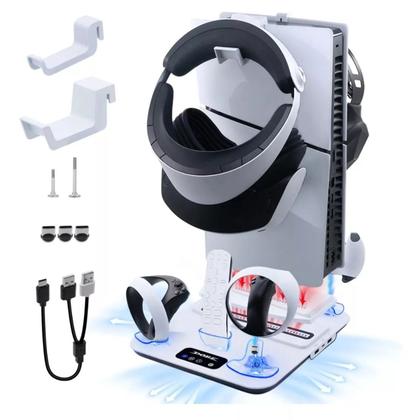 Imagem de Dock Carregador Base Cooler Ps5 Slim Com Suporte Para Fone