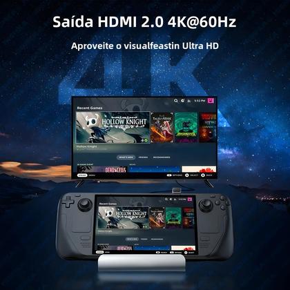 Imagem de Dock Station 6 em 1 para Steam Deck e ROG Ally - 3 USB 3.0, HDMI 4K 60Hz, Ethernet e PD 60W