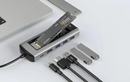 Imagem de Dock Station HUB 6 em 1 USB-C com Slot M.2 SATA SSD HDMI 4K