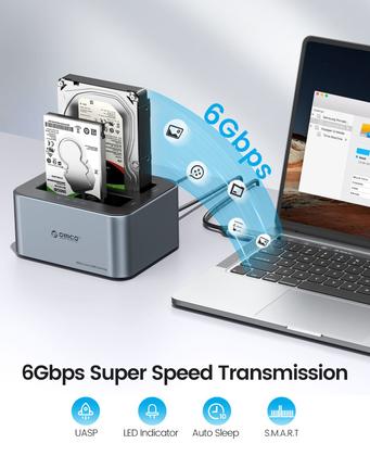 Imagem de Dock Station Orico Sata 2,5 3,5 Clone Usb 3.2 Usb C 5Gbps