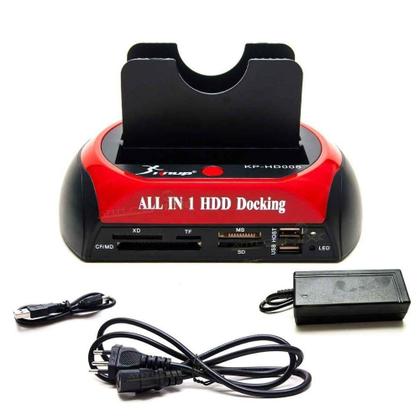 Imagem de Dock Station Usb 2 Hd Case 2.5/3.5 Hdd Sata IDE Com Leitor De Cartões Universal
