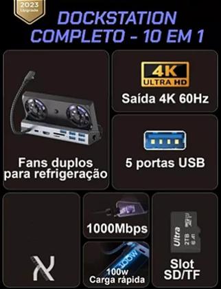 Imagem de DockStation 10 in 1 Para Steam Deck e Rog Ally com Cooler USB HDMI LAN