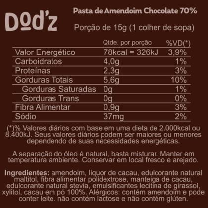 Imagem de Dod'z! Pasta de Amendoim com Choco 70%  500g