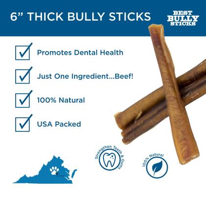 Imagem de Dog Chews Best Bully Sticks de 6 polegadas para cães grandes, pacote com 18