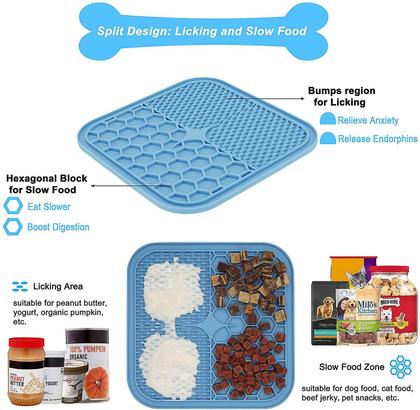 Imagem de Dog Lick Mat Slow Feeder Bowls Wokex Blue para animais de estimação