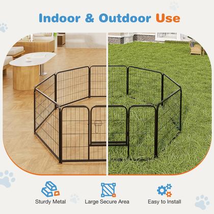 Imagem de Dog Playpen Sweetcrispy Indoor, 8 painéis, 60 cm de altura, metal